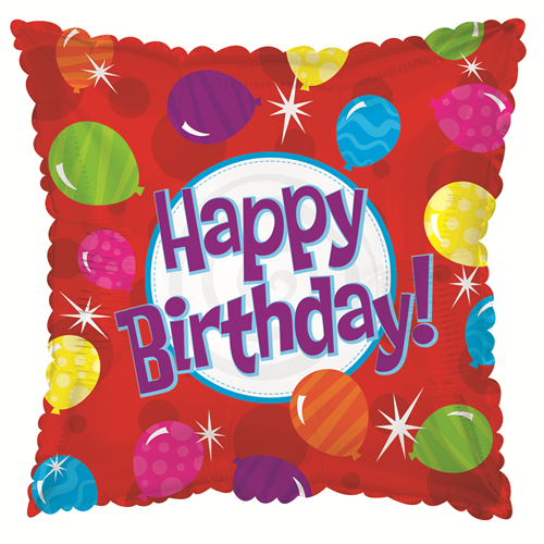 Qualatex Happy Birthday Stars Mylar Balloon - 36 Inch Round Foil Balloon, Colorful Stars On Black