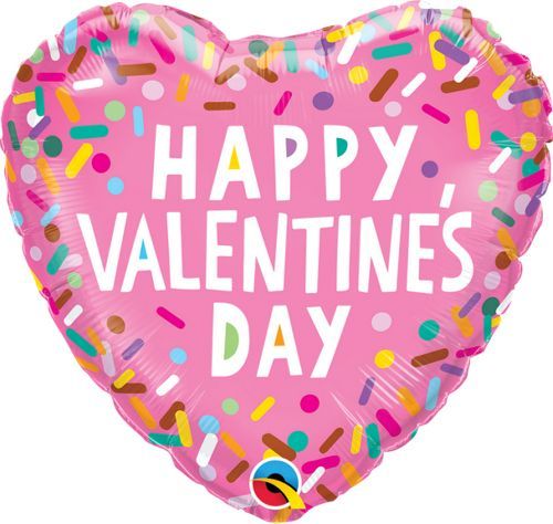 18 inch Qualatex Happy Valentine's Day Sprinkles Foil Balloon