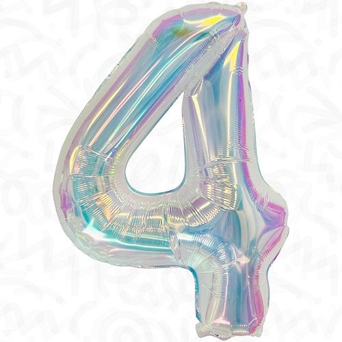34 inch Decochamp Iridescent Number 4 Plastic Balloon