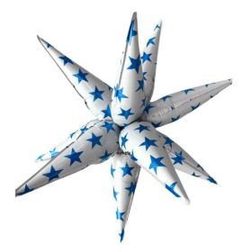 32 inch Mingle Blue Sparkle Star Starburst Foil Balloon - Pkg