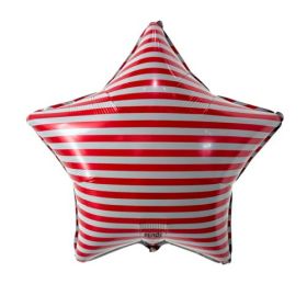 18 inch Mingle Red Stripe Star Foil Balloon - Pkg
