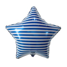 18 inch Mingle Blue Stripe Star Foil Balloon - Pkg