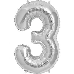 34 inch Kaleidoscope Silver Number 3 Foil Balloon