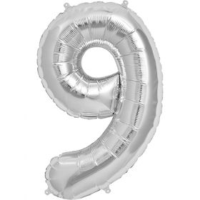 34 inch Kaleidoscope Silver Number 9 Foil Balloon