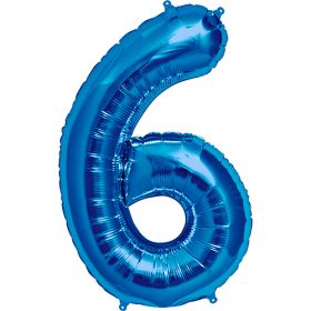 34 inch Kaleidoscope Blue Number 6 Foil Balloon