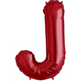 34 inch Red Letter J Foil Mylar Balloon