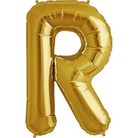 34 inch Kaleidoscope Gold Letter R Foil Mylar Balloon