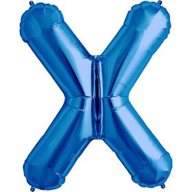 34 inch Kaleidoscope Blue Letter X Foil Balloon