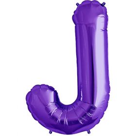 34 inch Purple Letter J Foil Mylar Balloon