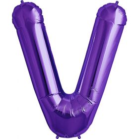 34 inch Purple Letter V Foil Mylar Balloon
