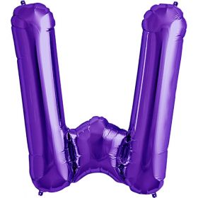 34 inch Purple Letter W Foil Mylar Balloon