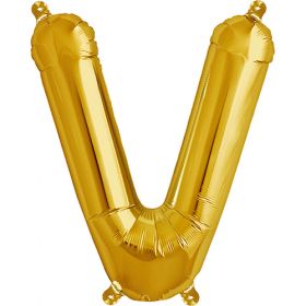 16 inch Northstar Gold Letter V Foil Mylar Balloon