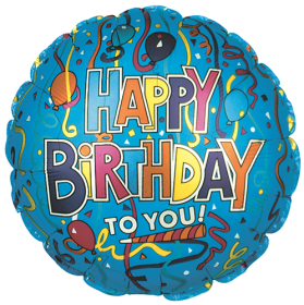 18 inch Foil Mylar Circle Festive Birthday Blue Balloon - Flat