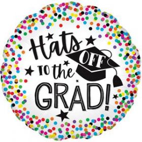 18 inch CTI Hats Off to the Grad Circle Foil Balloon - flat