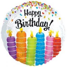 18 inch CTI Happy Birthday Colorful Candles Foil Balloon - Packaged