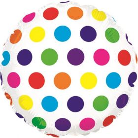 18 inch Rainbow Dots Foil Mylar Circle Balloon