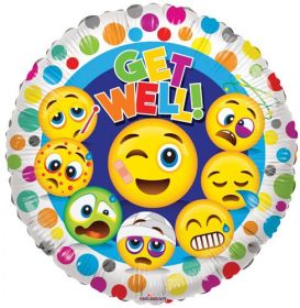 18 inch Get Well Happy Face Foil Mylar Circle Balloon