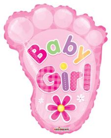 20 inch Baby Girl Footprint Shape Foil Mylar Balloon