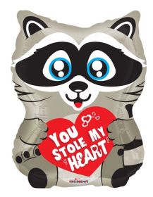 18 inch Kaleidoscope You Stole My Heart Raccoon Shape Foil Balloon - flat