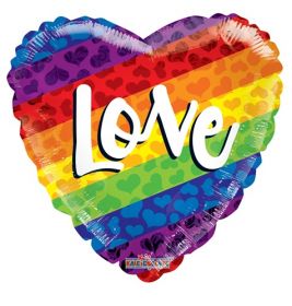 18 inch Kaleidoscope Love Rainbow Gellibean Heart Balloon - flat