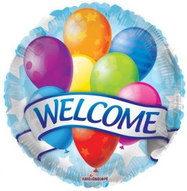 18 inch Welcome with Balloons Foil Mylar Circle Balloon