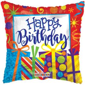 18 inch Birthday Presents Foil Mylar Square Balloon - Flat