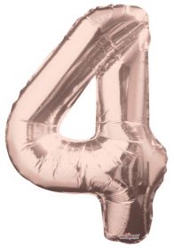 34 inch Kaleidoscope Rose Gold Number 4 Foil Balloon