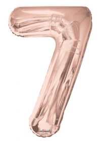 34 inch Kaleidoscope Rose Gold Number 7 Foil Balloon