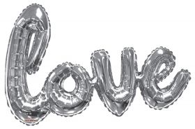 36 inch Kaleidoscope Silver Script Love Shape Foil Balloon - AIR FILL - Pkg