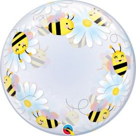 24 inch Qualatex Sweet Bee and Daisies Bubble Balloon