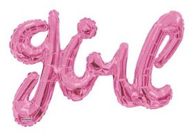 36 inch Baby Pink Script Girl Shape Foil Letter Balloon - AIR FILL