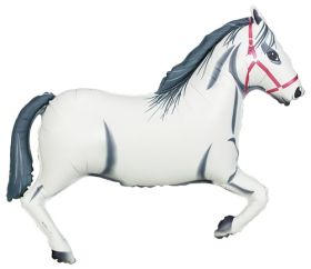 34 inch Betallic White Horse Shape Foil Balloon | Balloons Direct