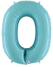 34 inch Betallic Pastel Blue Number 0 Foil Balloon | Balloons Direct