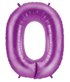 34 inch Betallic Purple Number 0 Foil Balloon - Pkg