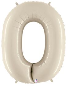 34 inch Betallic White Sand Number 0 Foil Balloon - Pkg