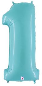 34 inch Betallic Pastel Blue Number 1 Foil Balloon - Pkg