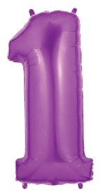 34 inch Betallic Purple Number 1 Foil Balloon - Pkg