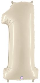 34 inch Betallic White Sand Number 1 Foil Balloon - Pkg