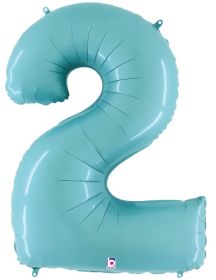 34 inch Betallic Pastel Blue Number 2 Foil Balloon - Pkg