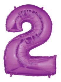 34 inch Betallic Purple Number 2 Foil Balloon - Pkg