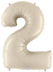 34 inch Betallic White Sand Number 2 Foil Balloon - Pkg