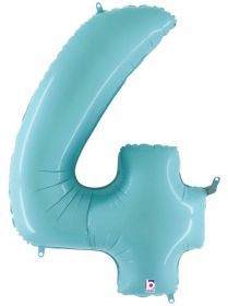 34 inch Betallic Pastel Blue Number 4 Foil Balloon - Pkg