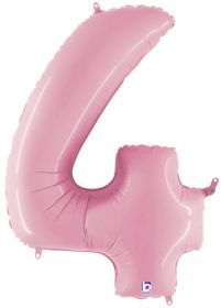 34 inch Betallic Pastel Pink Number 4 Foil Balloon - Pkg