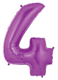 34 inch Betallic Purple Number 4 Foil Balloon - Pkg