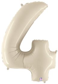 34 inch Betallic White Sand Number 4 Foil Balloon - Pkg