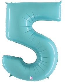34 inch Betallic Pastel Blue Number 5 Foil Balloon - Pkg