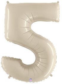 34 inch Betallic White Sand Number 5 Foil Balloon - Pkg