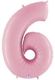 34 inch Betallic Pastel Pink Number 6 Foil Balloon - Pkg