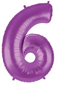 34 inch Betallic Purple Number 9 Foil Balloon - Pk6
