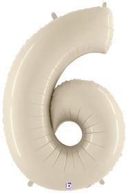 34 inch Betallic White Sand Number 6 Foil Balloon - Pkg